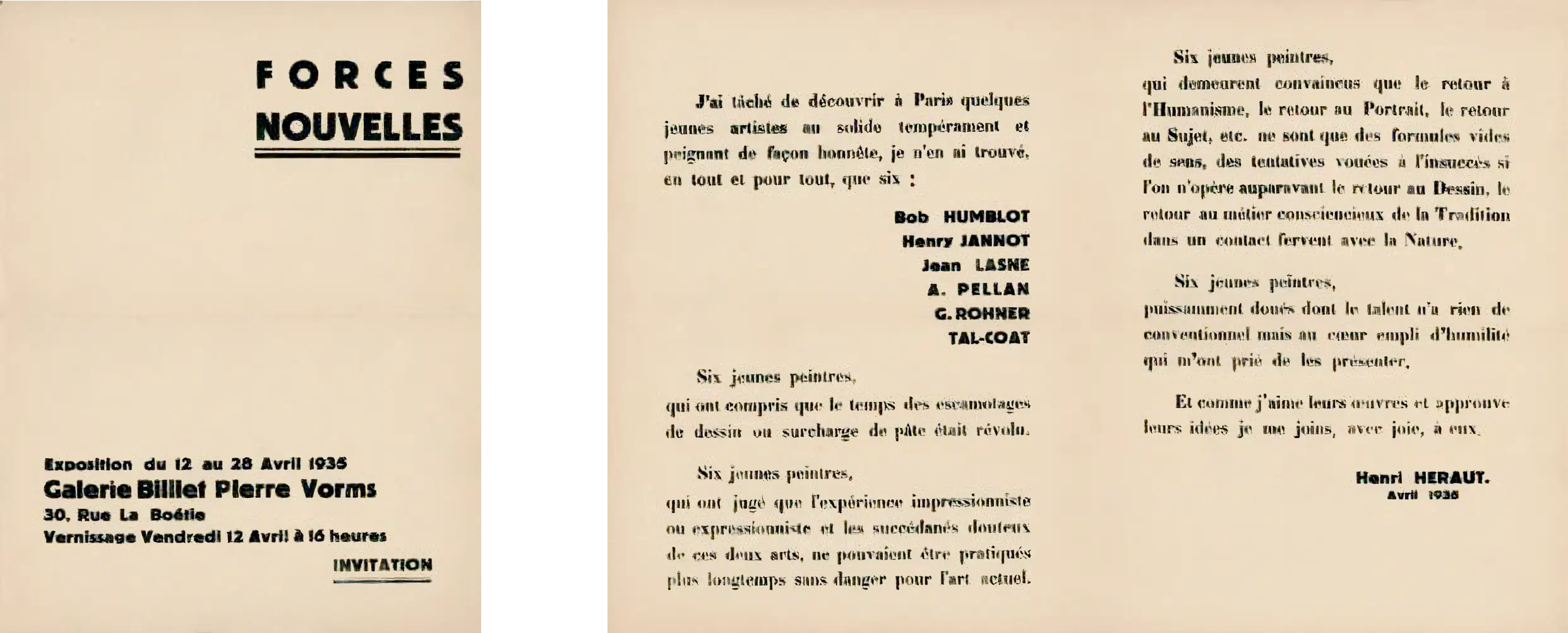 Catalogue Forces Nouvelles 1935